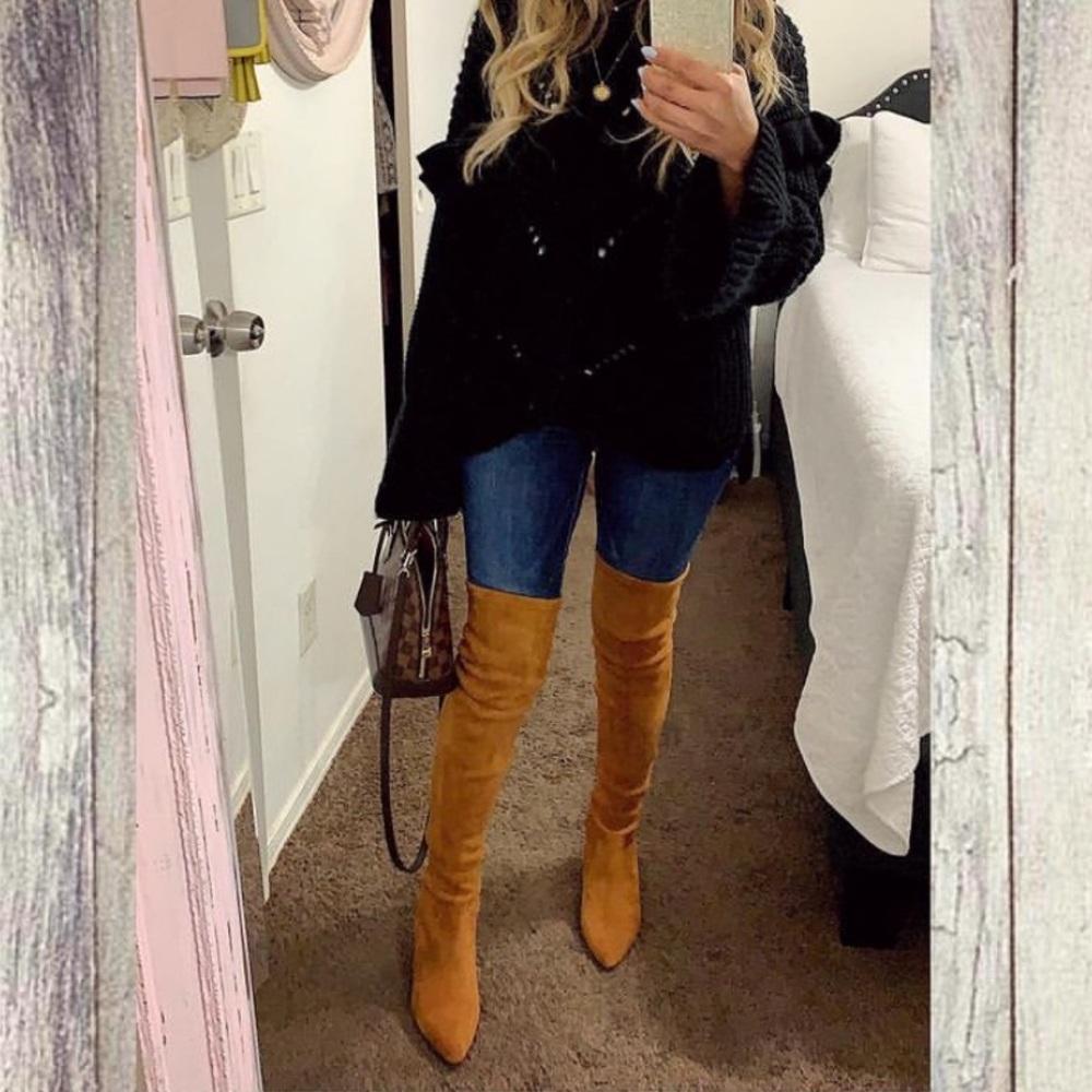 Marlo OTK tan suede leather boots